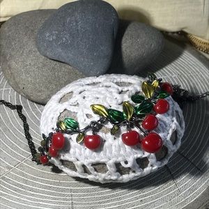 Adorable novelty cherry necklace earring set